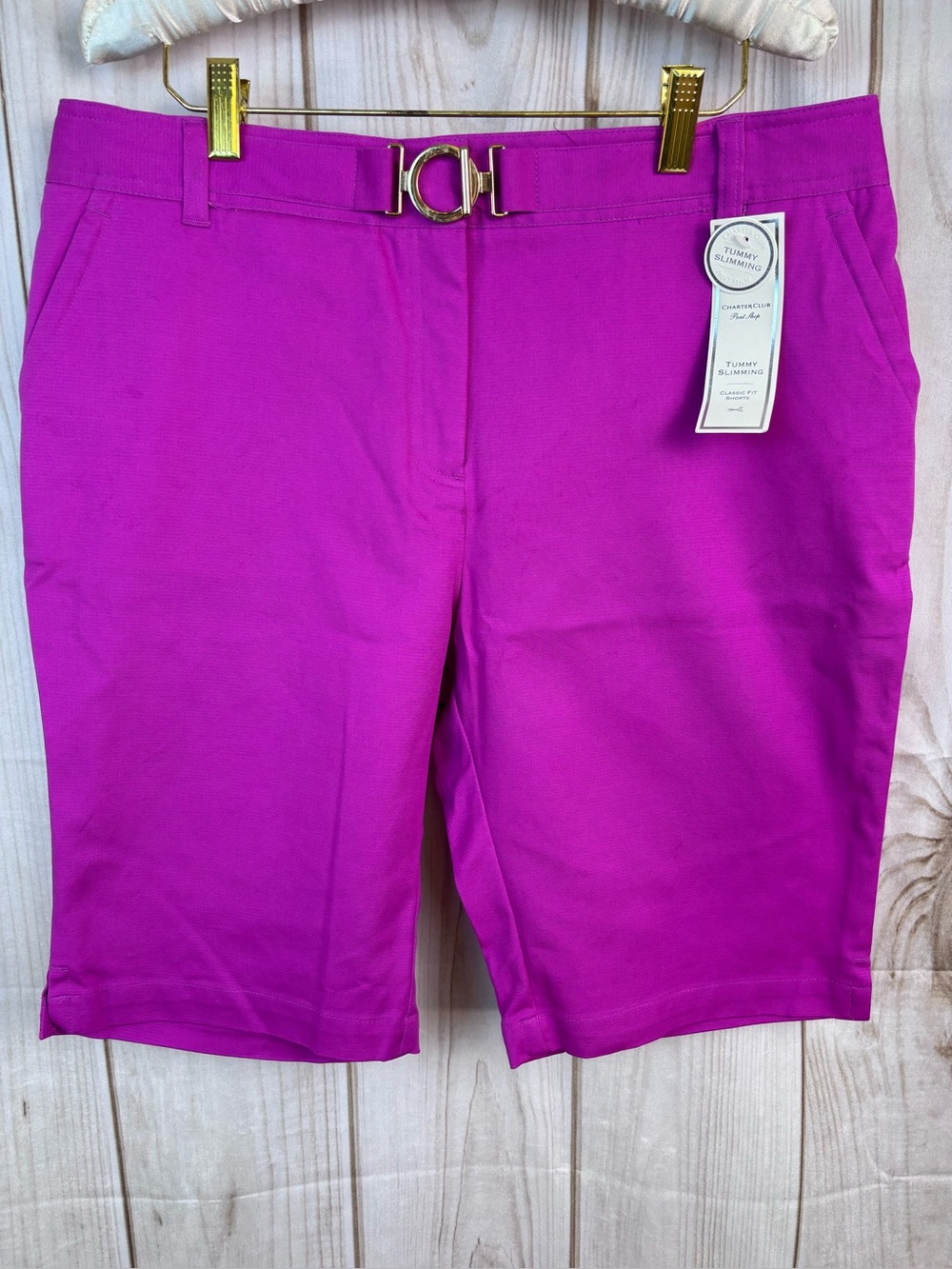 Charter Club Pant Shop Stretch Bermuda Shorts Tummy Slimming Classic Fuchsia 12